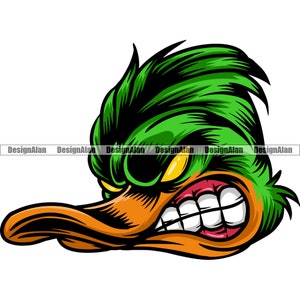 Duck School Mascot Sports Team League Fantasy Cartoon Character Angry Mean Bird Goose Vector Art Logo Color Design Element JPG PNG SVG Cut