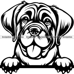 Mastiff Peeking Dog Smiling Puppy Face Pet Breed Pup Rottweiler Great Dane Pitbull Cane Corso Bullmastiff Art Logo Tattoo Design SVG PNG Cut