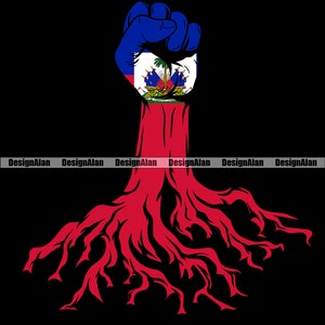 Haiti Haitian Creole Flag Fist Hand Family Roots Born Ethnic Proud Travel Caribbean Nation Country Tattoo Logo Color Design SVG PNG Cut File