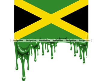 Jamaica Jamaicaanse Reggae Rasta Rastafari Rastafari Vlag Sparkle Drip Glanzend Druipend Pride Tattoo Kleur Design Element SVG PNG JPG Cut File