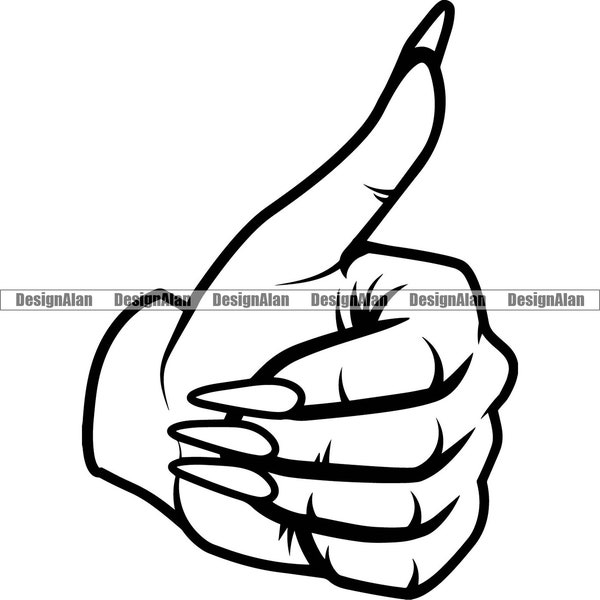 Female Hand Gesture Thumbs Up Approval Good Finger Symbol Success Win Winner Positive Sign Yes Vote Logo Design Element JPG PNG SVG Cut File