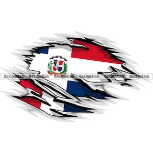 Dominican Republic Flag Torn Ripped Through Fabric Wall Spanish Latino Hispanic Country Pride Tattoo Logo Color Design SVG PNG JPG Cut File