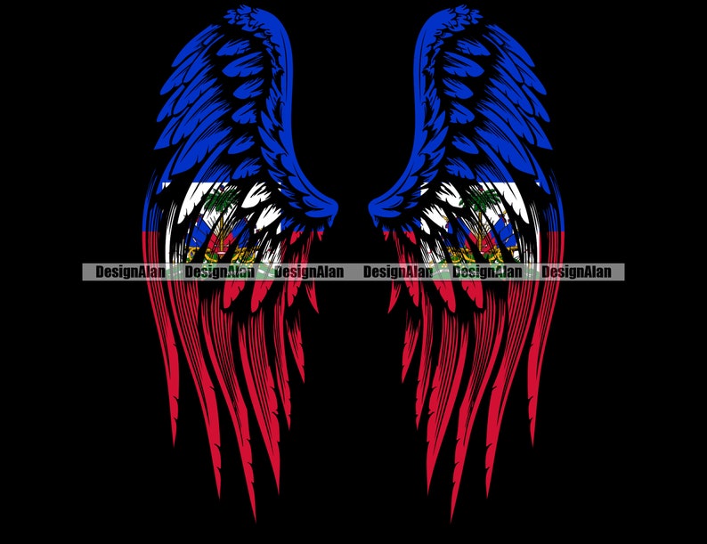 Haiti Haitian Creole Angel Wings Flag Feather Freedom Travel Etsy