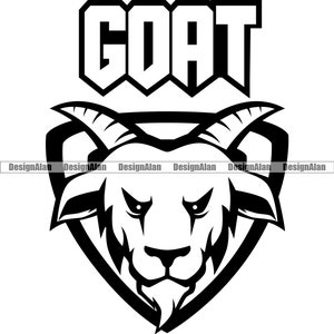 Goat G.O.A.T. Greatest Of All Time School Mascot Sports Team Cartoon Character Animal Vector Art Logo Text Design Element JPG PNG SVG Cut