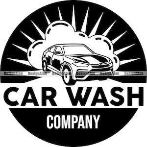 Car Wash Company Emblem Auto Vehicle Detailing Business Carwash Foam Automobile Cleaner Automotive Washer Logo Design Element PNG SVG Cut