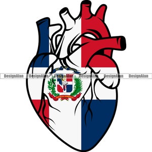 Dominican Republic Heart Flag Courage Power Ethnic People Proud Spanish Latino Hispanic Dominicano Tattoo Logo Color Design SVG PNG JPG Cut