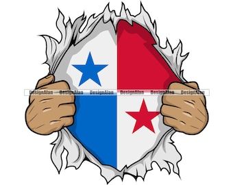 Panama Panamese vlag breken gebarsten gebroken muur superheld trots Europa reizen land natie Tattoo kleur ontwerpelement JPG SVG PNG knippen