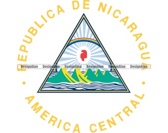 Nicaragua Nicaraguaanse vlag wapenschild driehoek 5 vulkanen Logo Spaans Latino Hispanic natie Tattoo kleur ontwerpelement SVG PNG JPG knippen