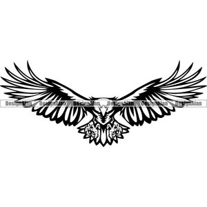 American Bald Eagle School Mascot Sports Team League Fantasy Bird Flying Wings Claws Vector Art Logo Design Element JPG PNG SVG Cut File