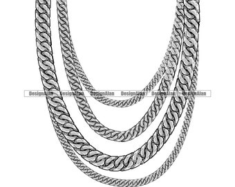 Platino plata espiga collar cadena eslabón joyería de lujo joyería rico accesorio vector arte logotipo color elemento de diseño JPG PNG SVG corte