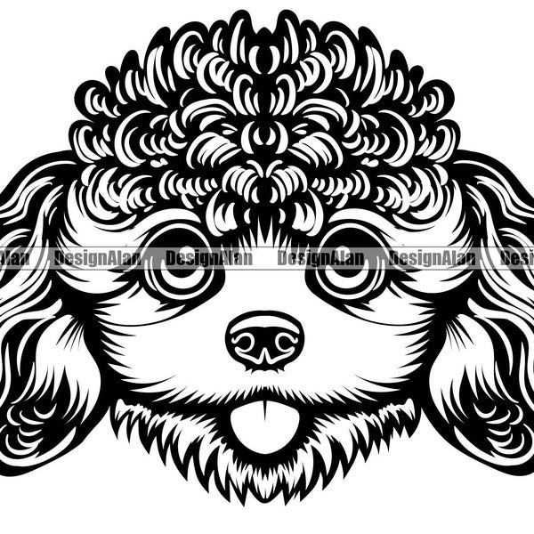 Poodle Dog Smiling Puppy Face Pet Breed Trainer Bichon Frise Havanese Maltese Lowchen Pomeranian Shih Tzu Westie Art Logo Design SVG PNG Cut