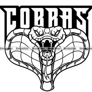 Cobra Snake School Mascot Sports Team Cartoon Angry Mean Animal Reptile Bite Tongue Poisonous Vector Art Text Design Element JPG PNG SVG Cut