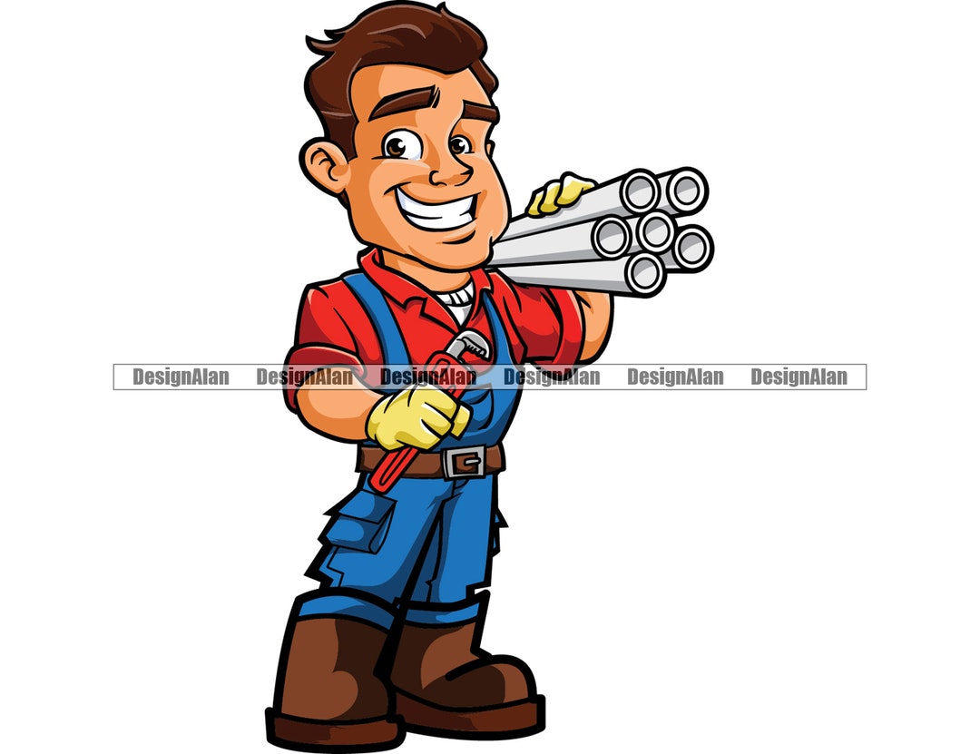 Plumber Thumb up Cartoon Man Plumbing Business House Home Repair ...