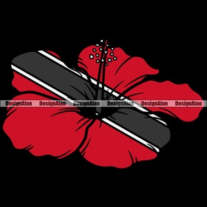 Trinidad And Tobago Trinidadian Flag Hibiscus Orchid Caribbean Island Flower Love Pride Caribbean Color Design Element SVG PNG JPG Cut File