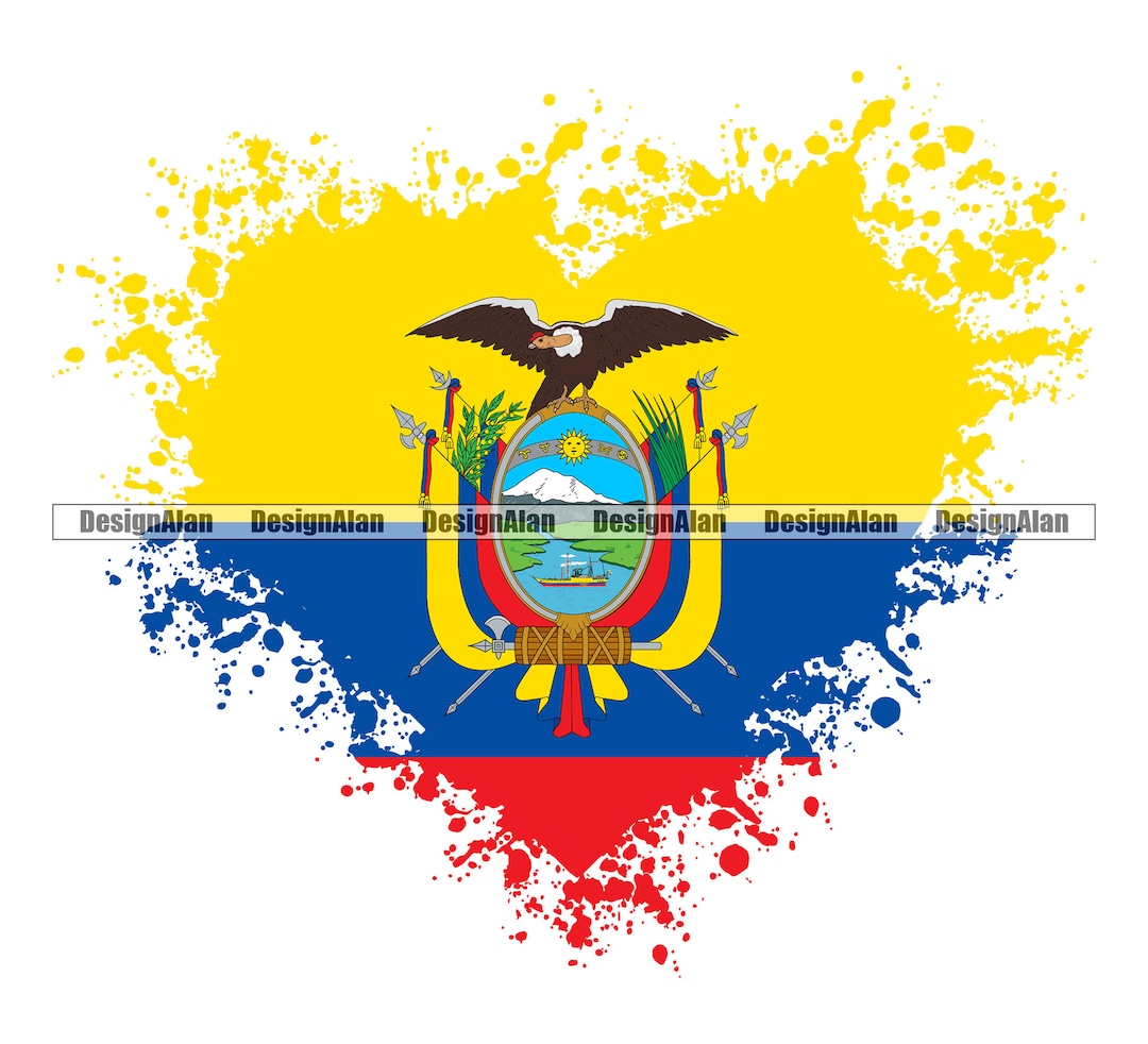 Ecuador Ecuadorian Flag Heart Paint Splatter Splash Pride Spanish