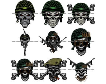 Military Skull SVG Bundle: Veteran T-Shirt Designs, Cricut & Sublimation (Digital Download)