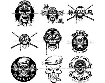 Military Skull SVG Bundle: Army Soldier Designs, Cricut & Sublimation
