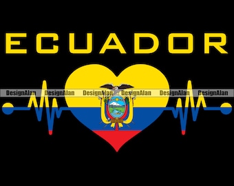 Ecuador Ecuadoriaanse hartslag hart etnische EKG Golf liefde Spaanse trots Latino Hispanic land Tattoo Logo kleur ontwerpelement SVG PNG knippen