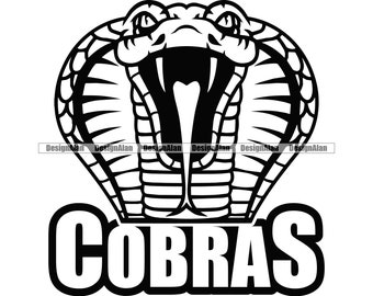 Cobra Snake School Mascot Sports Team Cartoon Character Angry Mean Animal Reptile Bite Vector Art Text Design Element JPG PNG SVG Cut File