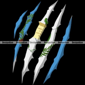 Guatemala Guatemalan Flag Animal Claw Scratches Monster Rip Proud Spanish Latino Hispanic Country Tattoo Color Design Element SVG PNG JPG