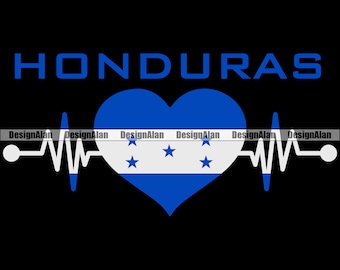 Honduras Hondurese hartslag hart etnische EKG Golf liefde Spaanse trots Latino Hispanic land Tattoo Logo kleur ontwerpelement SVG PNG