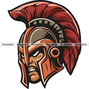 Spartan mascota escuela equipo deportivo dibujos animados antiguo guerrero griego cabeza Sparta troyano soldado guerra vector logo arte color diseño elemento PNG SVG