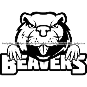 Beaver School Mascot Sports Team Teeth Cartoon Character Peeking Head Nature Wild Animal Vector Logo Art Text Design Element JPG PNG SVG Cut