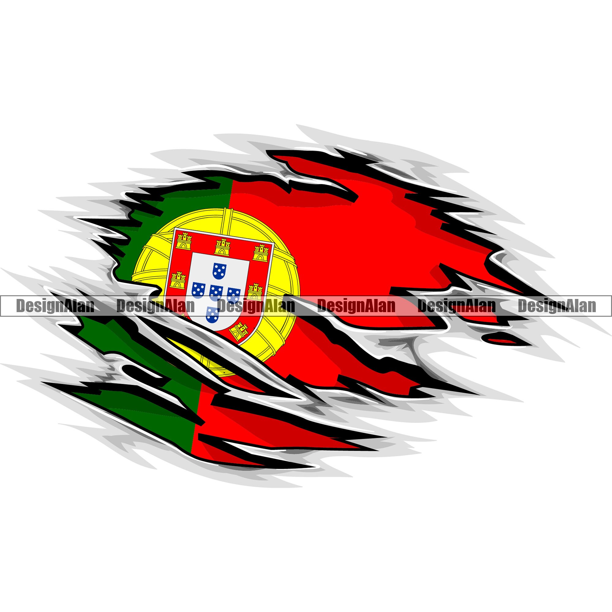 Portugal Portuguese Flag Torn Ripped Through Fabric Wall Spanish Latino ...