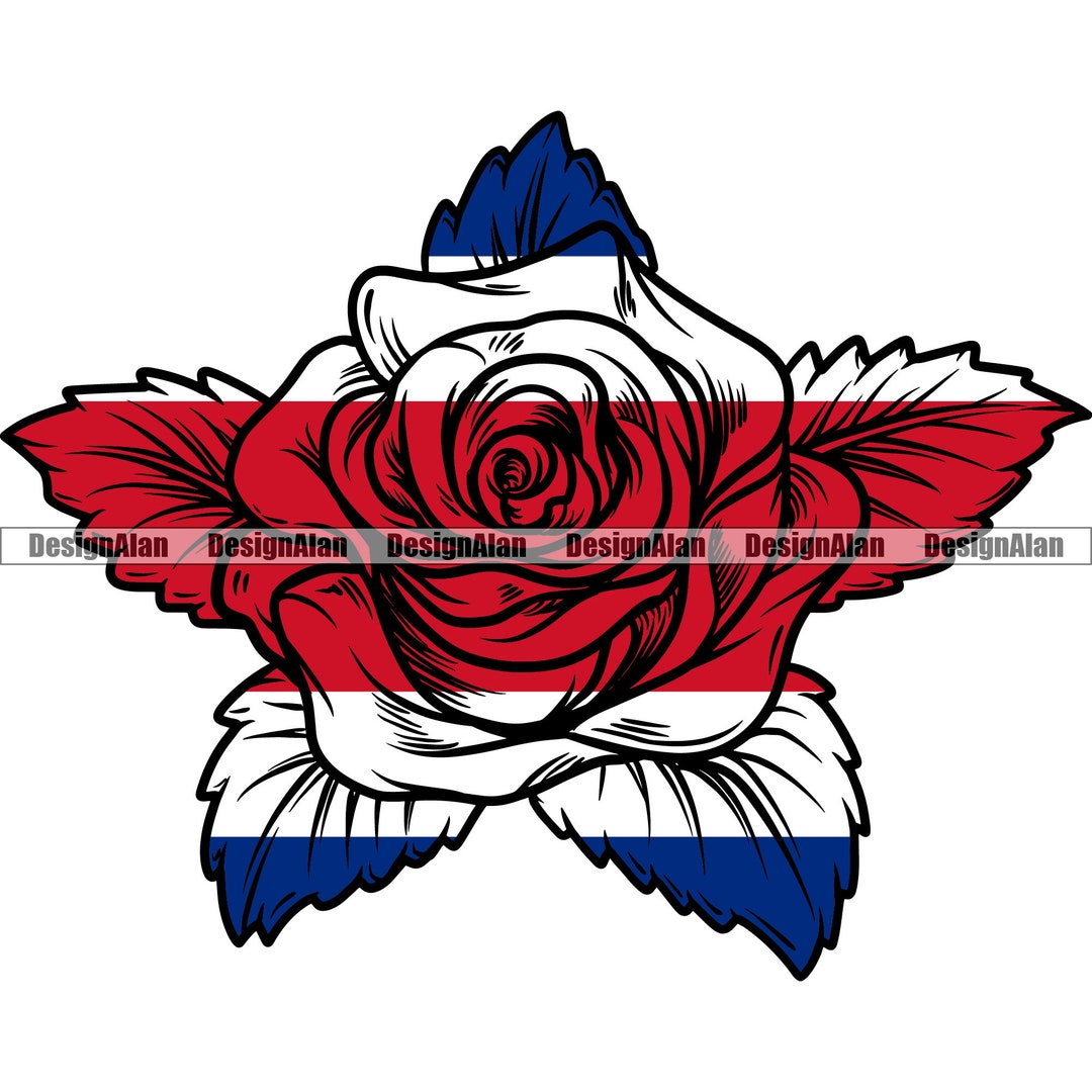 Costa Rico Rican Flag Rose Flower Spanish Latino Hispanic Etsy
