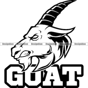 Goat G.O.A.T. Greatest Of All Time School Mascot Sports Team Angry Farm Animal Horns Vector Art Logo Design Element JPG PNG SVG Cut File