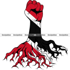 Trinidad And Tobago Trinidadian Flag Fist Hand Family Roots Born Pride Country Caribbean Island Tattoo Logo Color Design SVG PNG Cut File