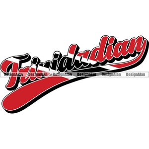 Trinidad And Tobago Trinidadian Flag Cursive Swoosh Sports Text Ethnic Proud Caribbean Country Tattoo Color Design Element SVG PNG JPG Cut