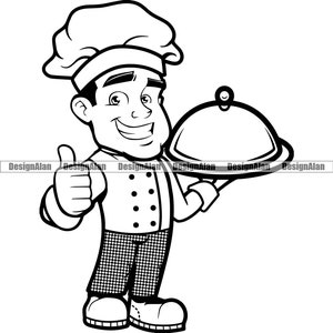 Chef Happy Man Thumbs Up Cook Personaje de dibujos animados Empresa de cocina Uniforme Catering Trabajador de cocina Arte Logotipo Elemento de diseño PNG SVG Corte