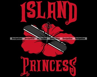 Trinidad en Tobago Trinidadiaanse eiland prinses vlag Hibiscus orchideebloem Spaans meisje vrouw Caribische kleur ontwerp SVG PNG JPG bestand knippen