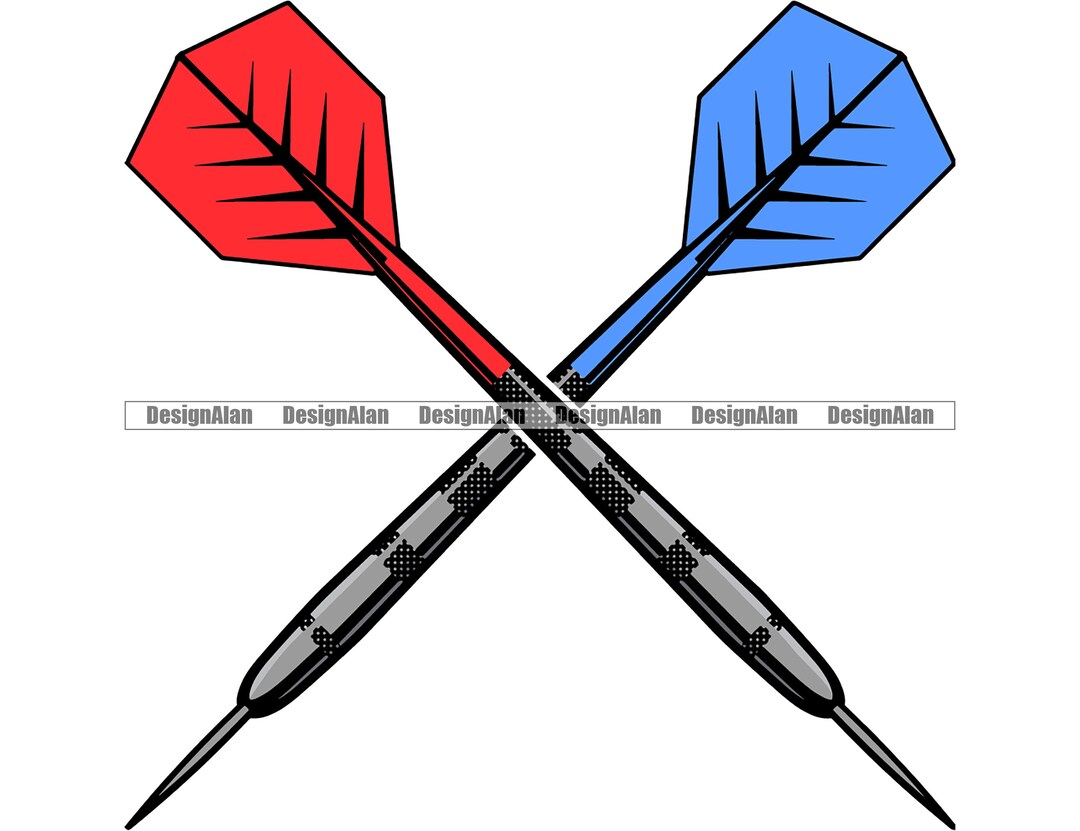 Darts Crossed Throw Tip Aim Flight Bullseye Sports Team Bar Etsy