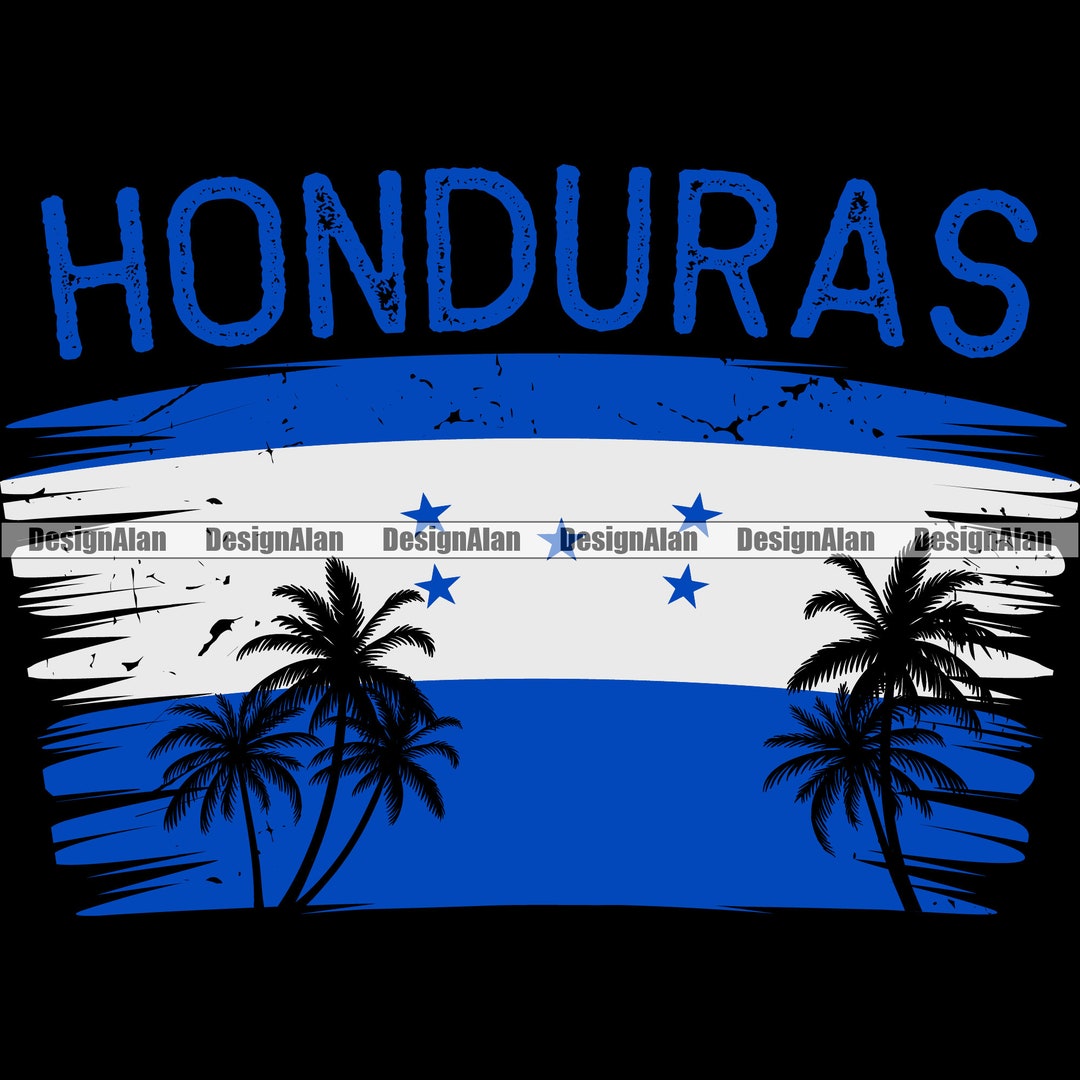 Honduras Honduran Distressed Flag Palm Tree Caribbean Island Pride