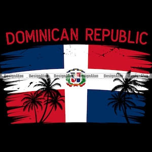 Dominican Republic Distressed Flag Palm Tree Caribbean Island Pride Travel Vacation Spanish Latino Hispanic Tattoo Color Design SVG PNG JPG