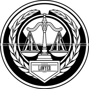 Lawyer Emblem Law Scales Of Justice Legal Office Attorney Business Company Court Crime Criminal Defense Logo Text Design Element PNG SVG Cut