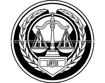 Emblema dell'avvocato Legge Bilancia della giustizia Ufficio legale Avvocato Azienda d'affari Tribunale Crimine Difesa penale Logo Testo Design Element PNG SVG Cut