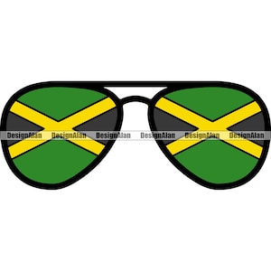 Jamaica Jamaican Reggae Rasta Rastafarian Rastafari Flag Sunglasses Lens Clothing Accessory Pride Color Design Element SVG PNG JPG Cut File
