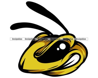 Bumble Bee Bumblebee Hornet Wasp Scuola Mascotte Sport Squadra Personaggio dei cartoni animati Arrabbiato Media Insetto Testa Vettore Colore Design Elemento PNG SVG Taglio