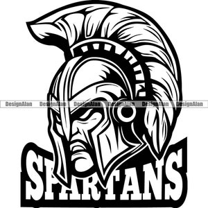 Spartan mascota escuela equipo deportivo dibujos animados antiguo guerrero griego cabeza Sparta troyano soldado guerra vector logotipo arte texto diseño PNG SVG cortar archivo