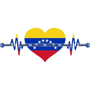 Venezuela Venezolano Latido Corazón Étnico EKG Ola Amor Español Latino Orgullo Hispano Tatuaje Logotipo Color Diseño Elemento SVG PNG Jpg Corte