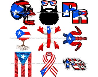 Puerto Rico SVG Bundle: Skull, Flag, Pride Clipart (Digital Download)