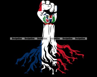 Dominican Republic Flag Fist Hand Family Roots Born  Ethnic Proud Spanish Latino Hispanic Dominicano Tattoo Logo Color Design SVG PNG Cut