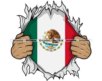 Mexico Mexicaanse superheld handen rippen open shirt vlag tonen door Spaanse Latino Hispanic Tattoo kleur ontwerpelement SVG PNG JPG knippen