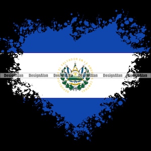 El Salvador Bandeira Salvadorenha Coração Tinta Respingo Splash Orgulhoso Espanhol Latino Hispânico País Tatuagem Logotipo Cor Elemento De Design SVG PNG JPG