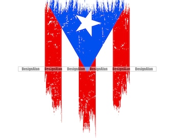 Portorico Rican Flag Distressed Strappato Strappato Grunge Spagnolo Latino Ispanico Boricua Disegno Tatuaggio Logo Colore Design SVG PNG JPG File di taglio