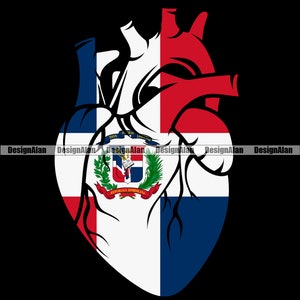 Dominican Republic Heart Flag Courage Power Ethnic People Pride Spanish Latino Hispanic Dominicano Tattoo Logo Color Design SVG PNG JPG Cut