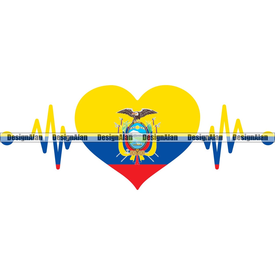 Ecuador Ecuadorian Heartbeat Heart Ethnic EKG Wave Pride Spanish Latino